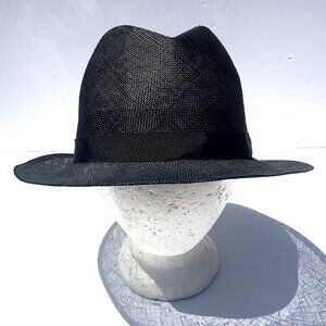 VTG Men’s Makins New York Straw Fedora Black, Grosgrain Ribbon